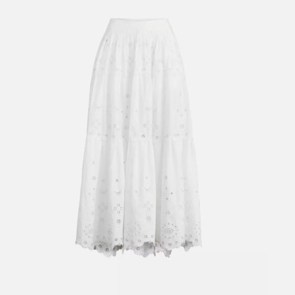 Polo Ralph Lauren White Eyelet Tiered Poplin Maxi Skirt - Picture 6 of 6